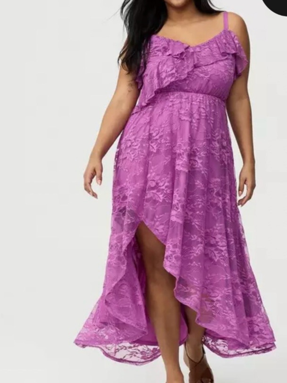 Torrid Purple Lace High-Low Ruffle Dress
